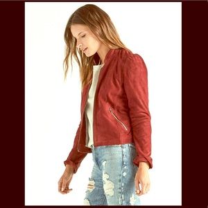 NEW Lucky Brand Suede Puff Sleeve Jacket